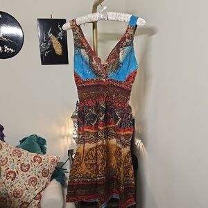 Smocked Sleeveless Cotton Midi Dress